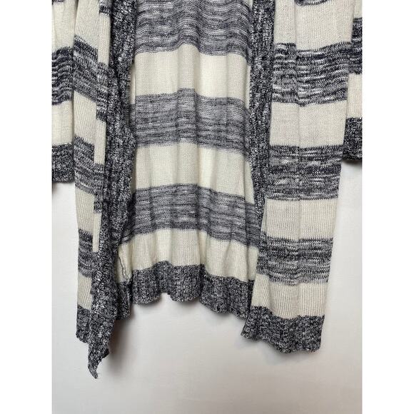 Striped Sweater Womens XL Navy and White Cardigan Long Sleeve Knit Open Top - Picture 3 of 12